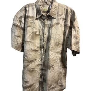 Isle Of Palms Men’s XL Beige Floral SS Button Down Hawaiian Camp Cotton Shirt